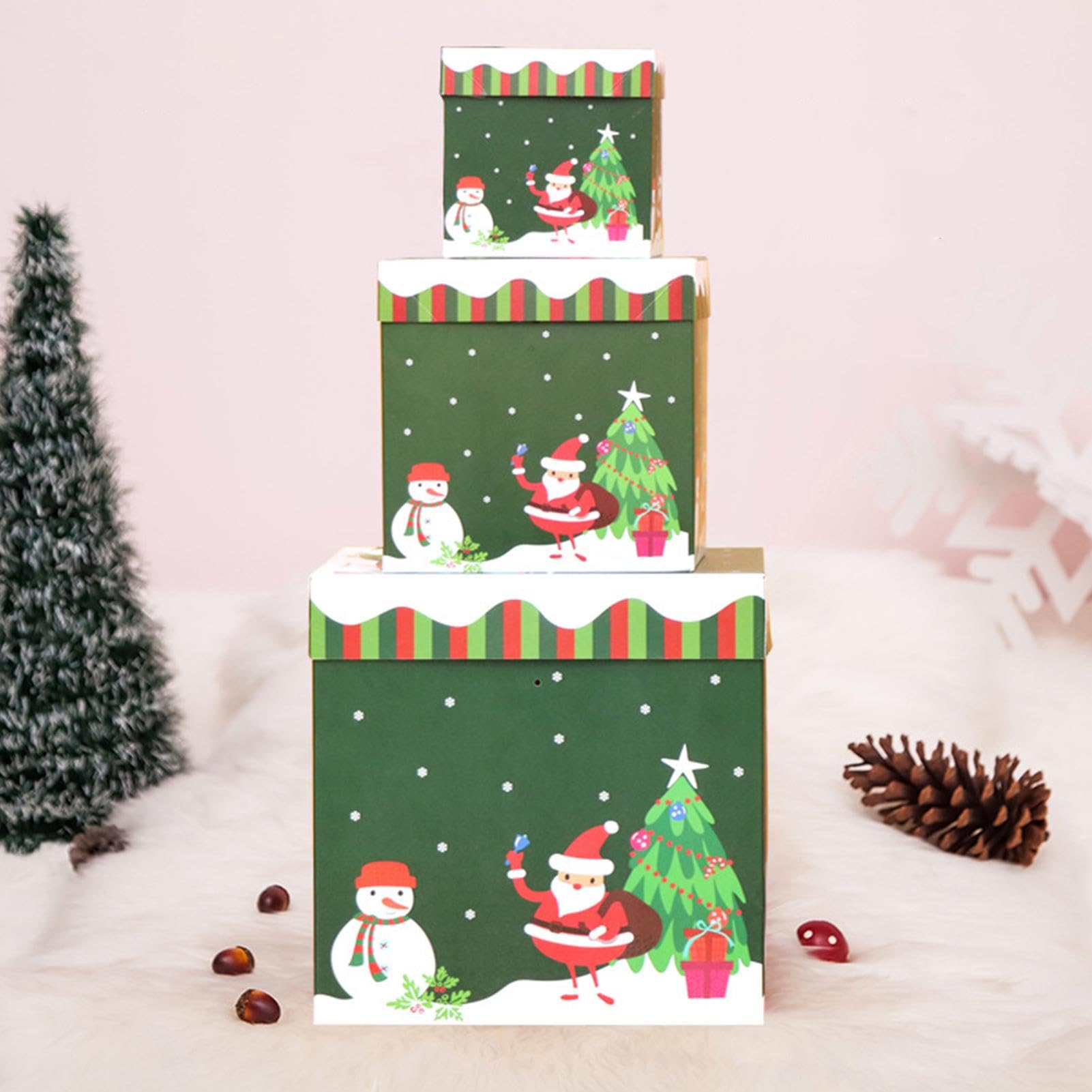 クリスマスボックス 雪だるまデザイン Amazon.co.jp: クリスマス入れ子ボックス | 雪だるま 積み重ね可能な
